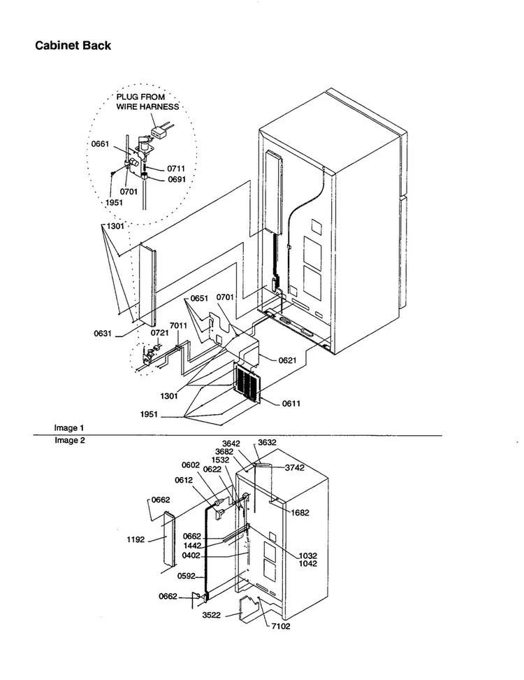 Cabinet Back Diagram and Parts List for TX18VE-P1301702WE  Amana Refrigerator