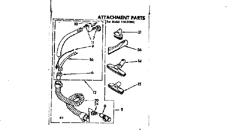 Attachment Parts Diagram and Parts List for 11621982  Kenmore Canister Vacuum