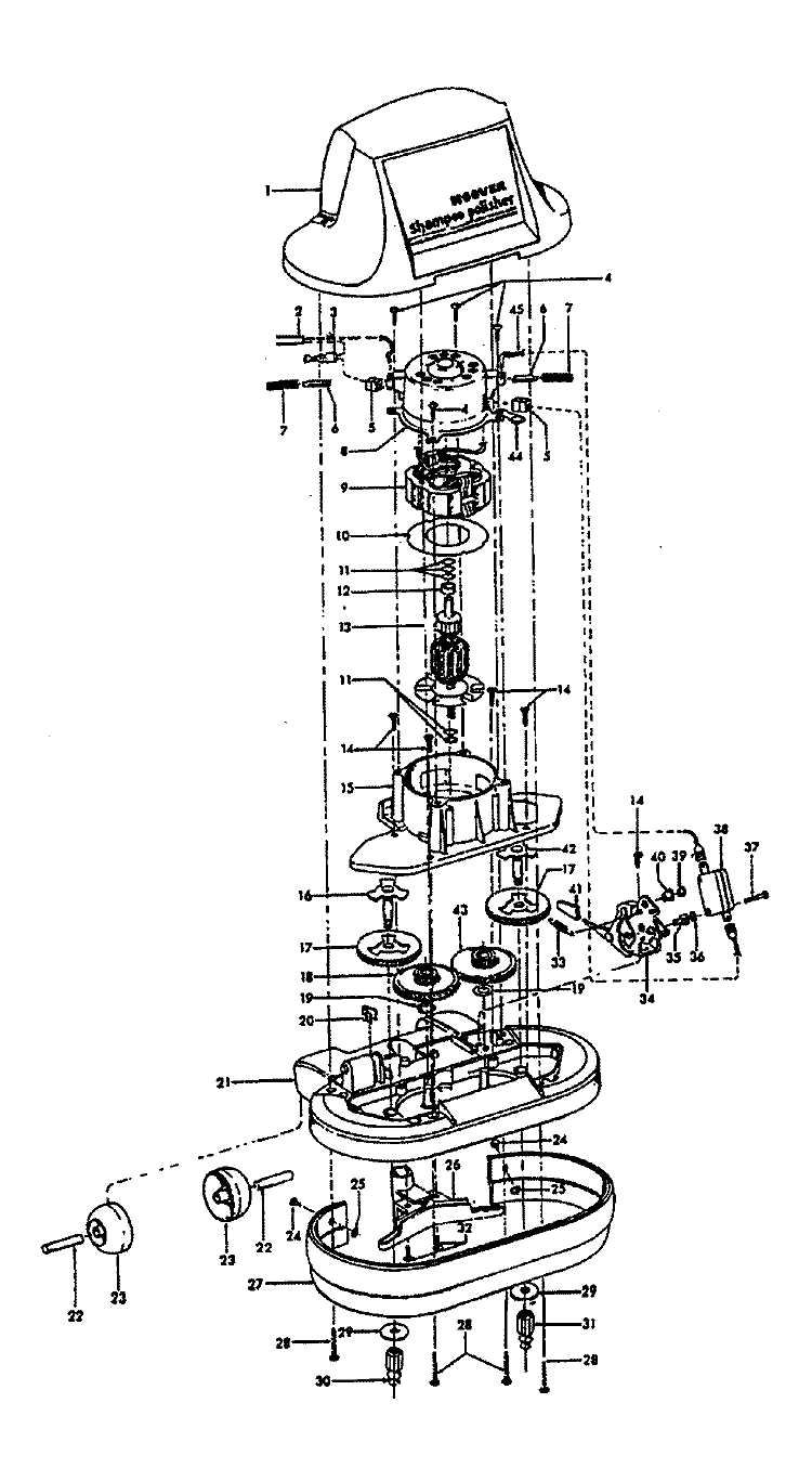 GEAR_MOTORHOUSING Diagram and Parts List for F4300040  Hoover Upright Vacuum