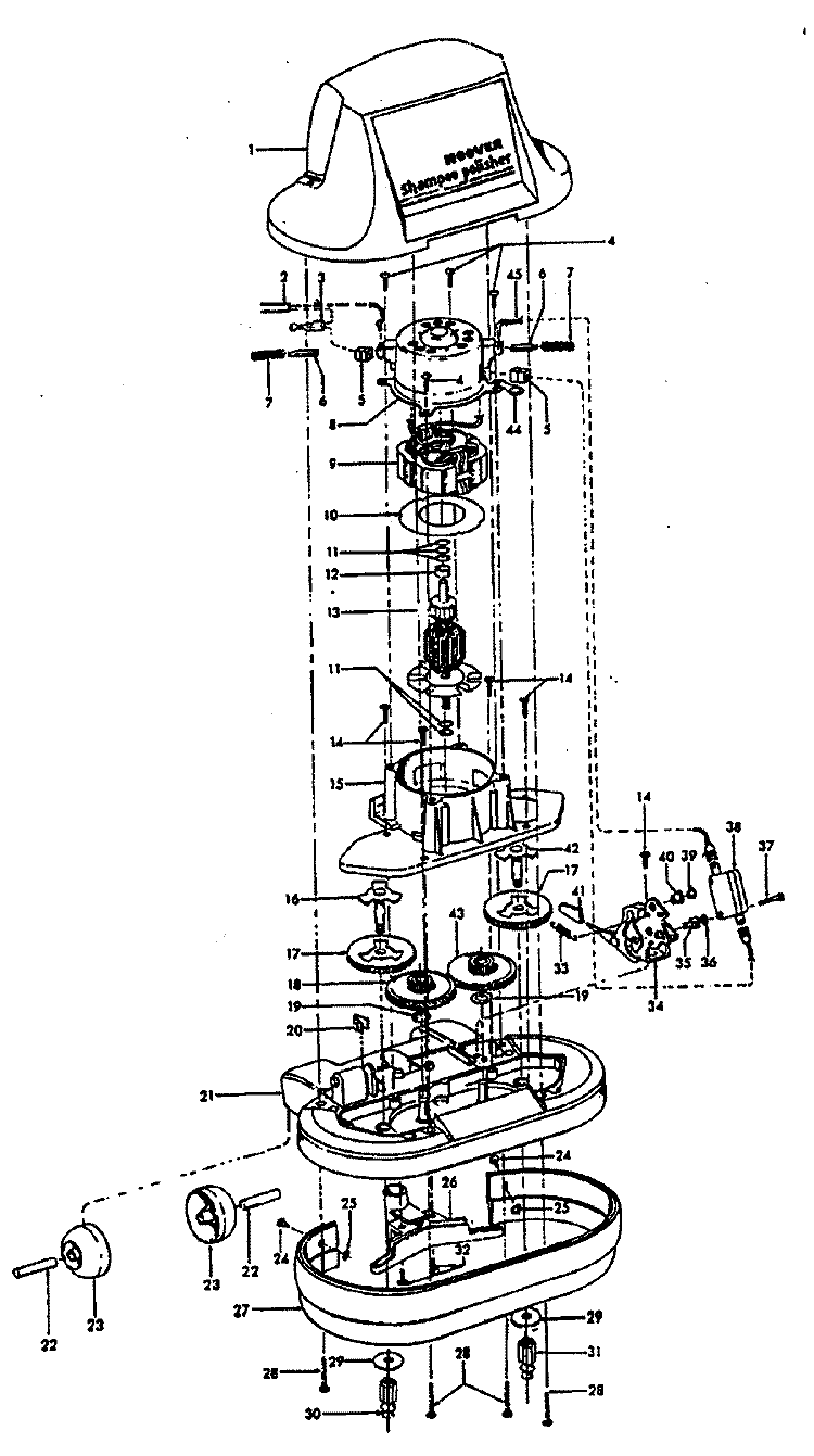 GEAR_MOTORHOUSING Diagram and Parts List for F4300073  Hoover Upright Vacuum