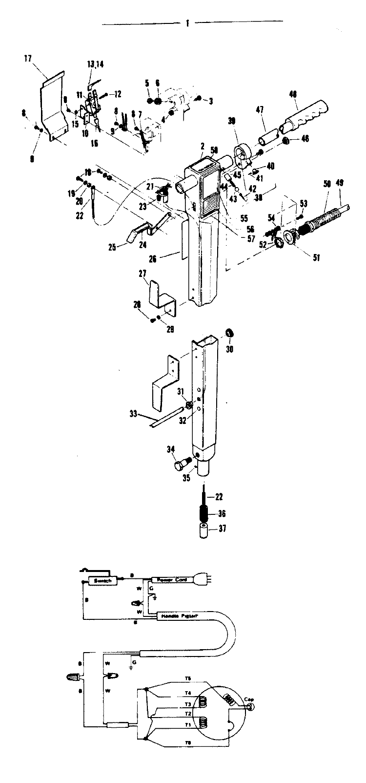 HANDLE, SWITCH Diagram and Parts List for F7089---  Hoover Upright Vacuum
