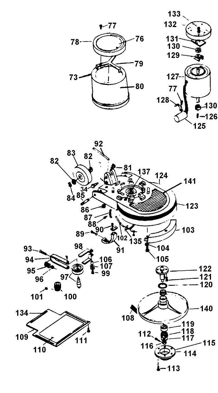 MAINBODY, MOTOR, GEARS Diagram and Parts List for F7089---  Hoover Upright Vacuum