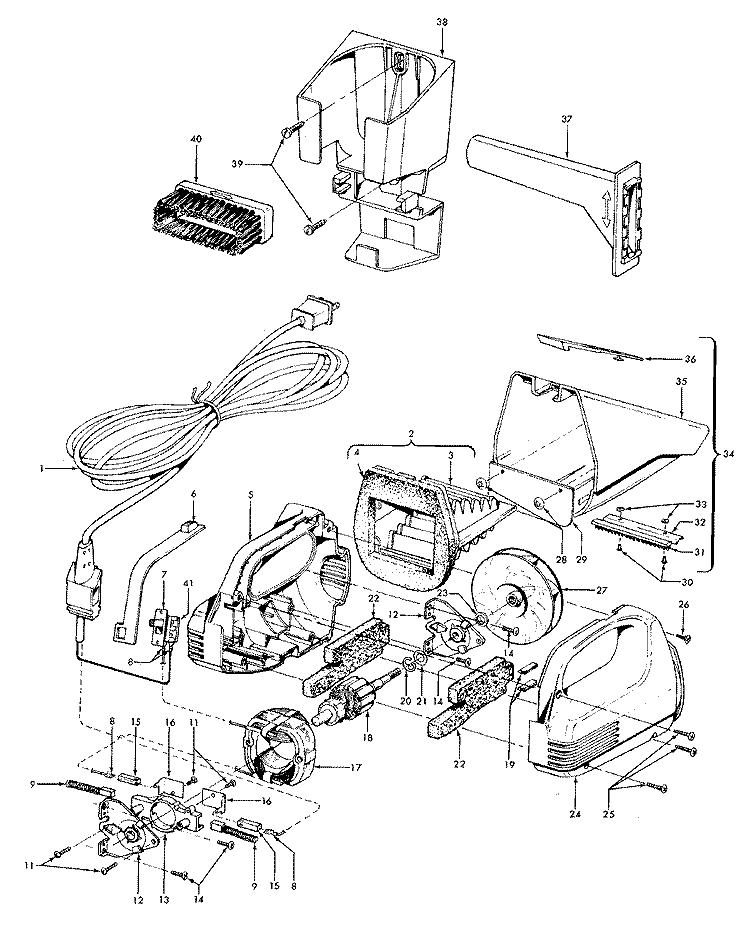 MOTOR, CLEANINGTOOLS, MOTORHOUSING Diagram and Parts List for S1071---  Hoover Range