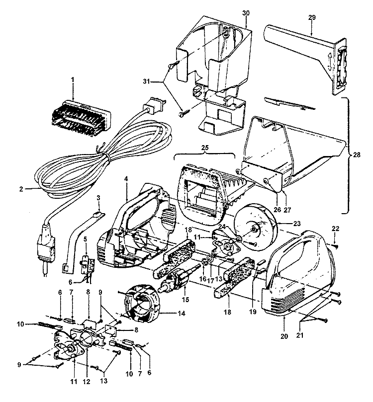 MAINHOUSING, CLEANINGTOOLS, MOTORHSG Diagram and Parts List for S1095  Hoover Range