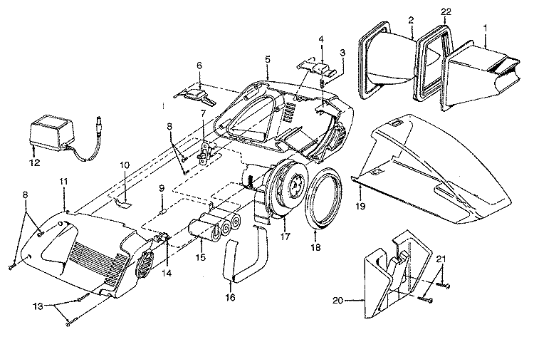MOTOR ASSEMBLY, MOTORHOUSING Diagram and Parts List for S1103---  Hoover Range