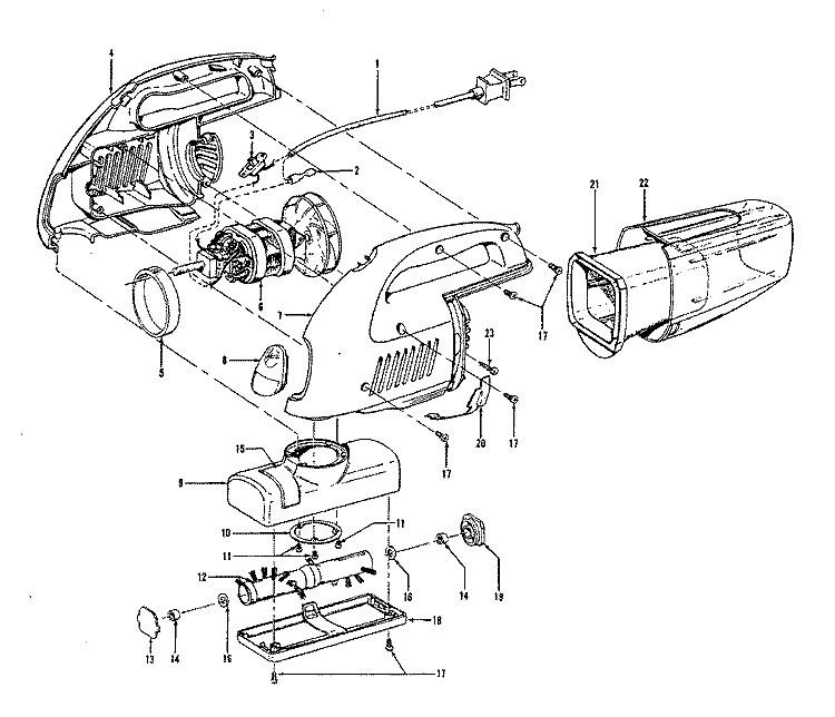 MOTOR, HOSE, MOTORHOUSING Diagram and Parts List for S1147900  Hoover Upright Vacuum