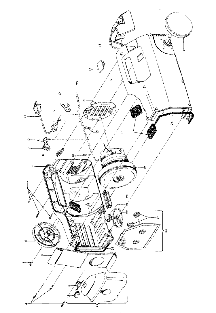 MAINHOUSING, HOSE, CLEANINGTOOLS Diagram and Parts List for S1331---  Hoover Upright Vacuum
