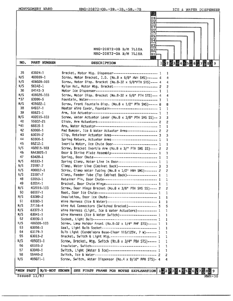 Ice And Water Dispenser Page 3 Diagram and Parts List for 20872A  Admiral Refrigerator