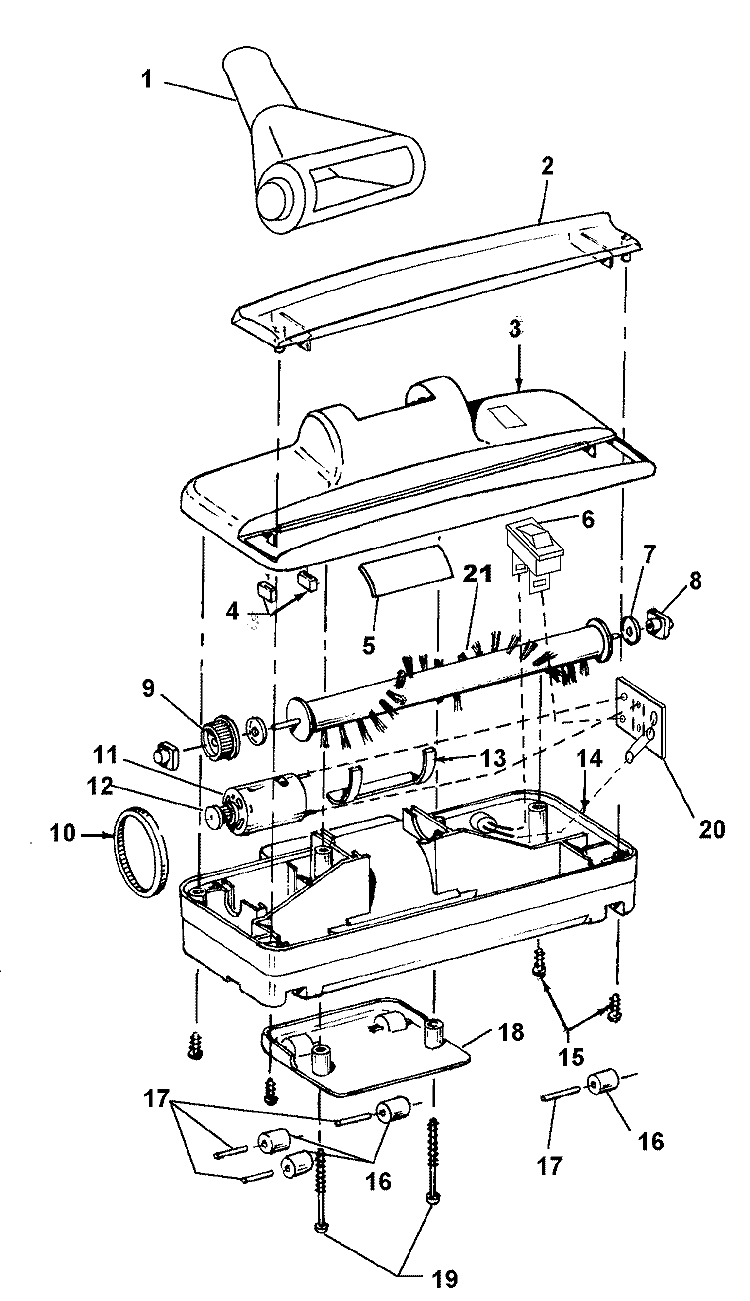 POWEREDNOZZLE Diagram and Parts List for S2610---  Hoover Upright Vacuum