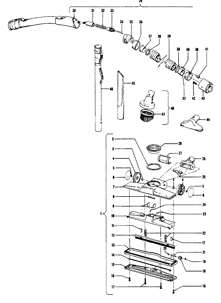 HOSE, CLEANINGTOOLS Diagram and Parts List for S3015---  Hoover Upright Vacuum