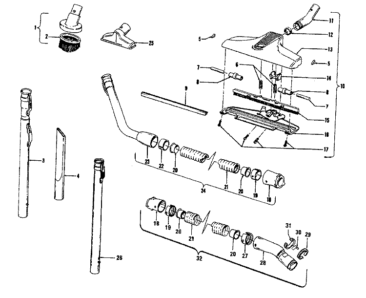 HOSE, CLEANINGTOOLS Diagram and Parts List for S3003---  Hoover Upright Vacuum