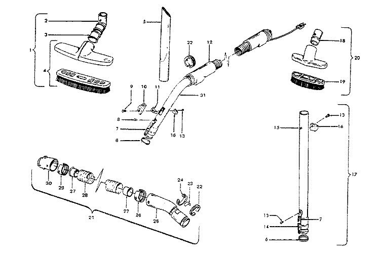 HOSE, CLEANINGTOOLS Diagram and Parts List for S3093---  Hoover Upright Vacuum