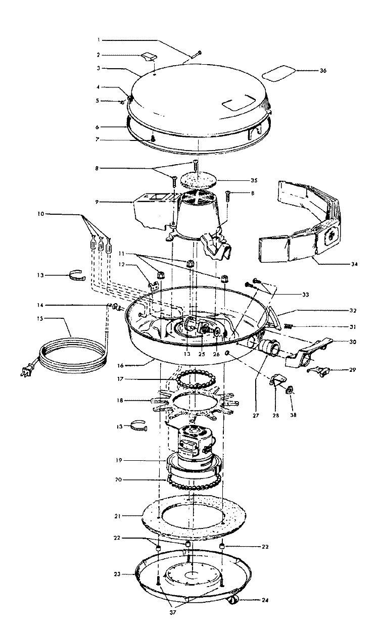 MAINHOUSING Diagram and Parts List for S3123---  Hoover Upright Vacuum
