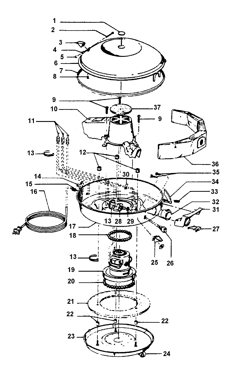 MAINHOUSING Diagram and Parts List for S3131---  Hoover Upright Vacuum