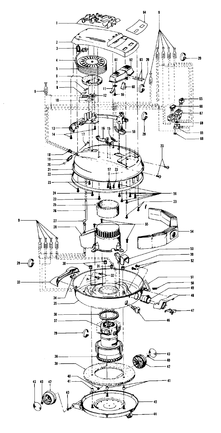 CORDREEL, MAINHOUSING Diagram and Parts List for S3153---  Hoover Upright Vacuum
