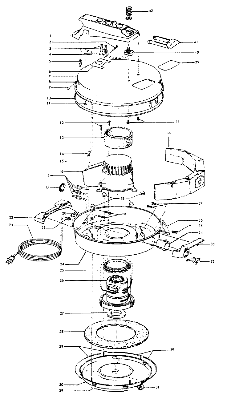 MAINHOUSING Diagram and Parts List for S3185---  Hoover Upright Vacuum