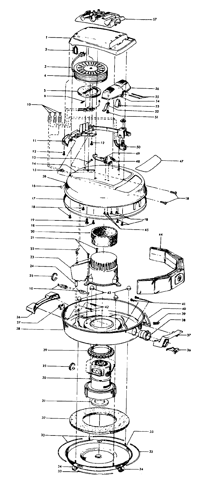 CORDREEL, MAINHOUSING Diagram and Parts List for S3187---  Hoover Upright Vacuum