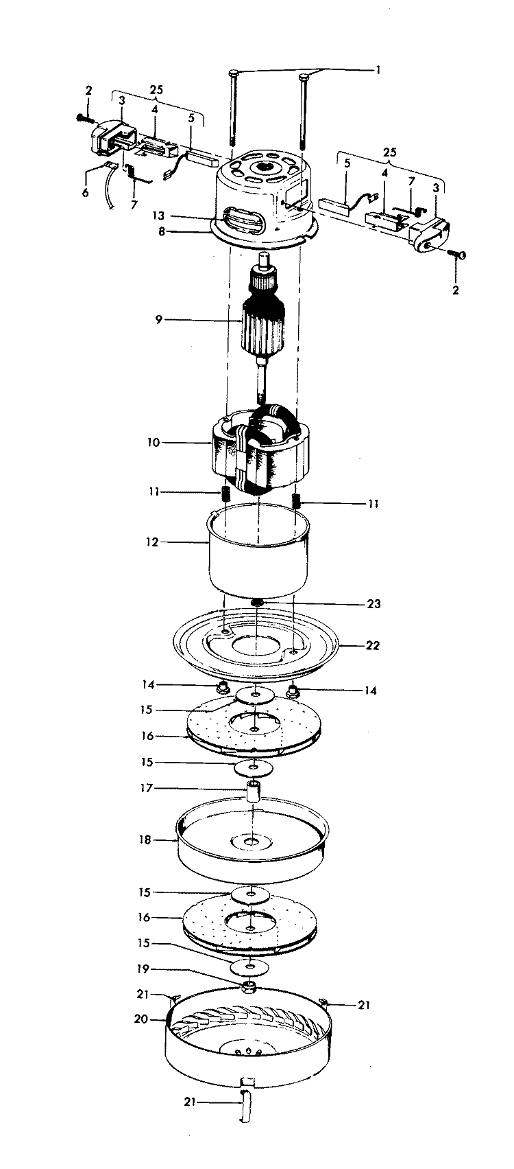 MOTOR ASSEMBLY Diagram and Parts List for S3195030  Hoover Upright Vacuum