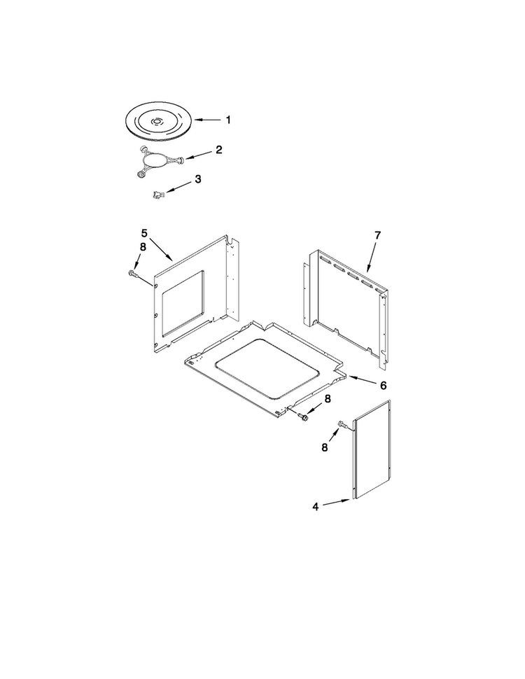 Top Support Parts And Turntable Diagram and Parts List for JMW2327WS01  Jenn-Air Microwave