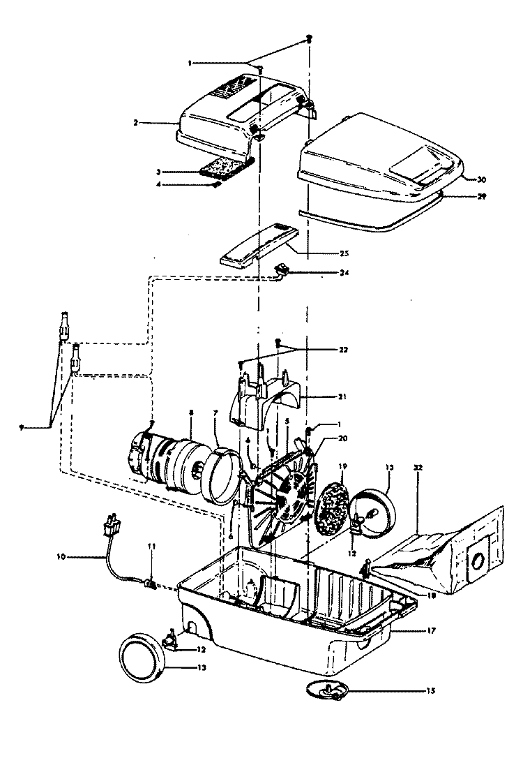 MAINHOUSING Diagram and Parts List for S3203---  Hoover Upright Vacuum