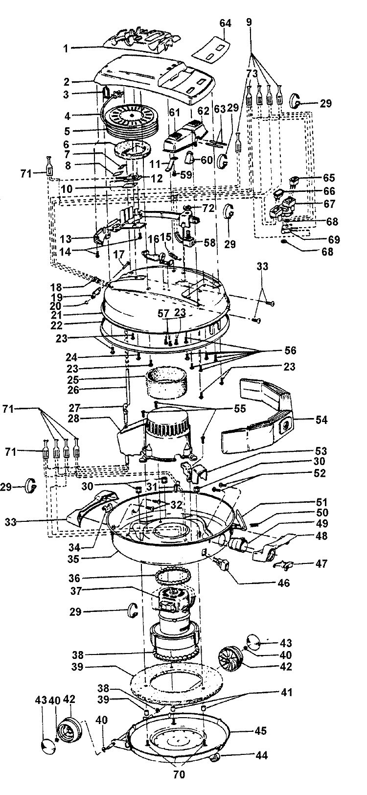 MAINHOUSING Diagram and Parts List for S3221  Hoover Upright Vacuum
