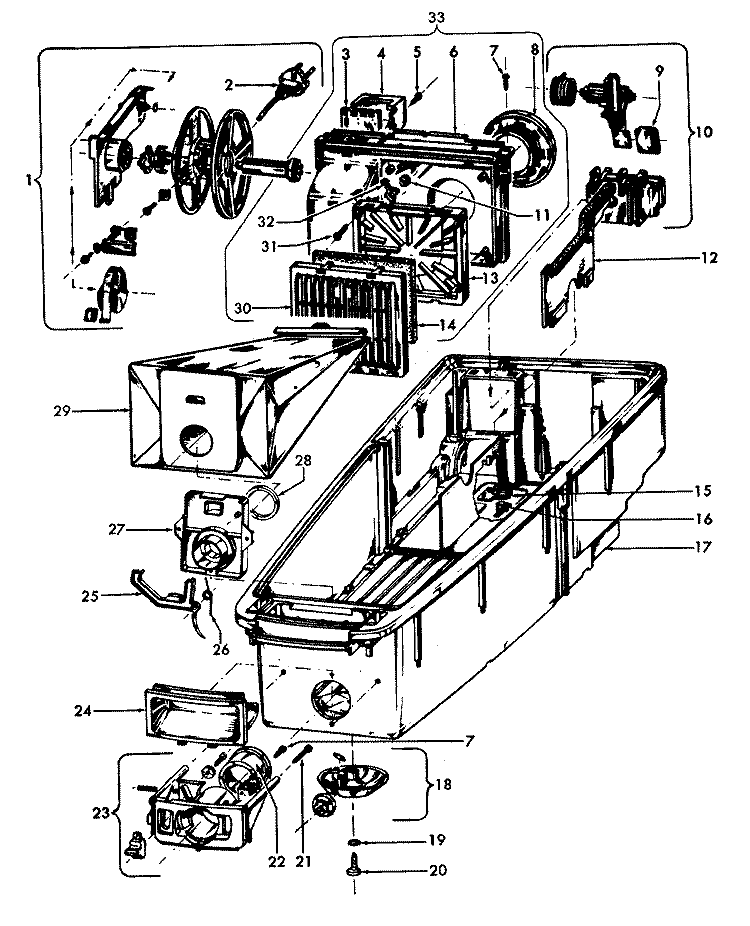 CORDREEL Diagram and Parts List for S3231---  Hoover Upright Vacuum