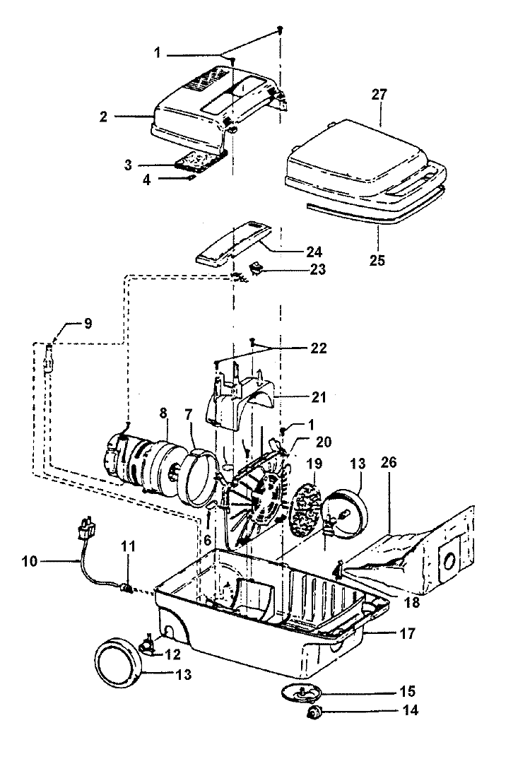 MAINHOUSING Diagram and Parts List for S3241---  Hoover Upright Vacuum