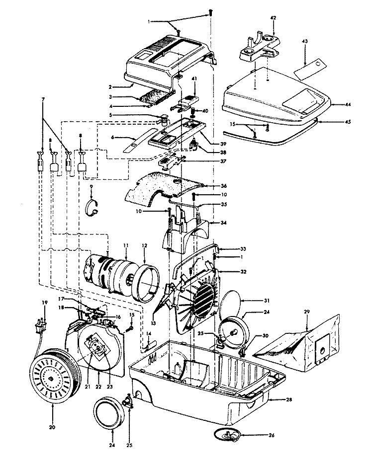 CORDREEL, MAINHOUSING Diagram and Parts List for S3259---  Hoover Upright Vacuum