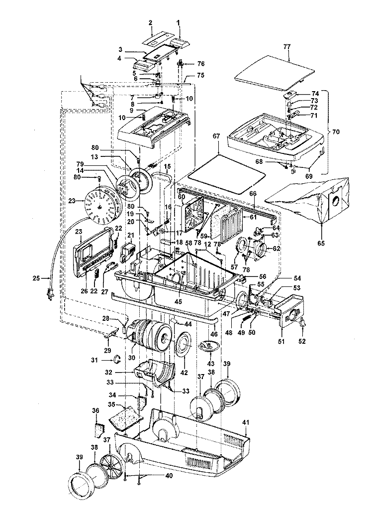 CORDREEL, MAINHOUSING, MOTOR ASSEMBLY Diagram and Parts List for S3277040  Hoover Upright Vacuum