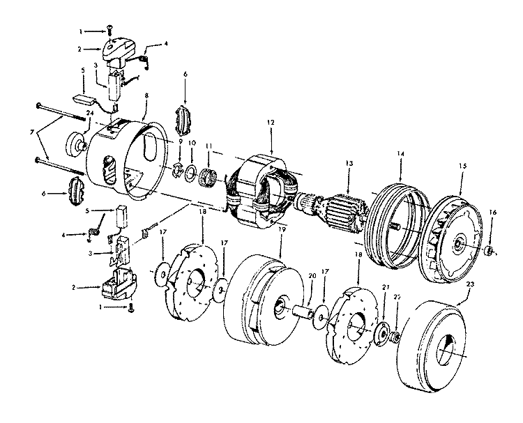 MOTOR ASSEMBLY Diagram and Parts List for S3283---  Hoover Upright Vacuum