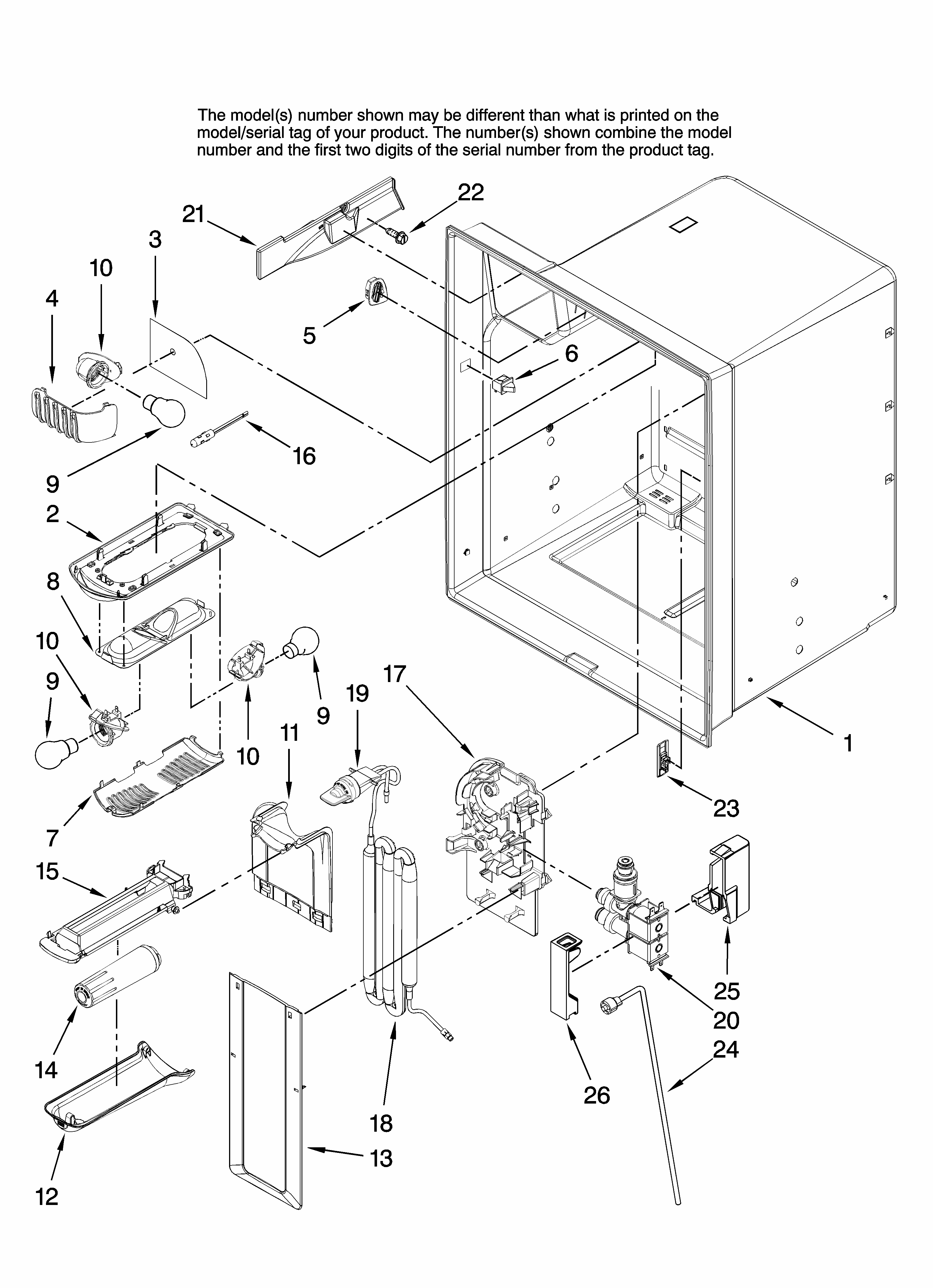 Refrigerator Liner Parts Diagram and Parts List for MFI2266AES11  Maytag Refrigerator