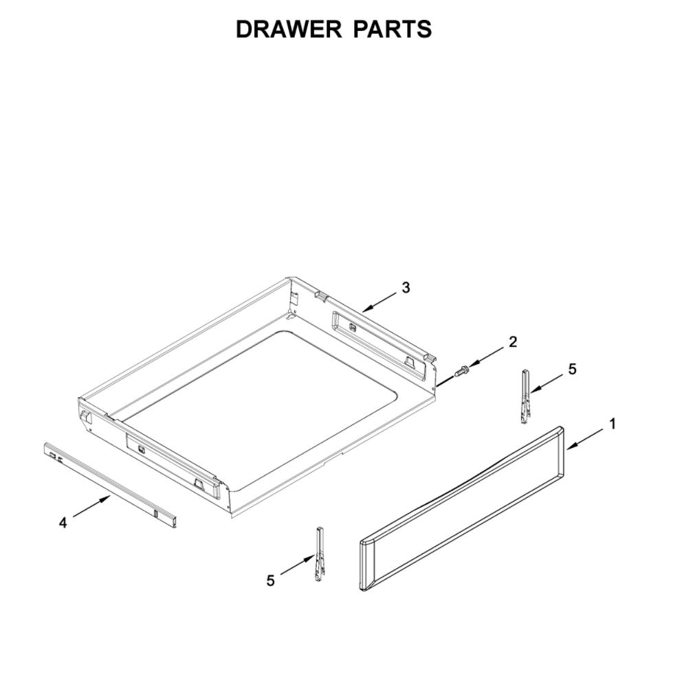 Drawer Parts Diagram and Parts List for YMER8800FZ3  Maytag Range