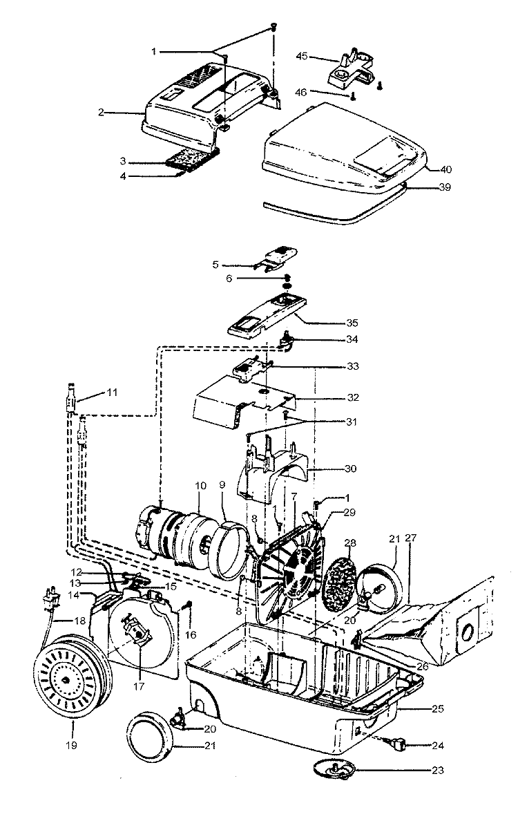 CORDREEL, MAINHOUSING Diagram and Parts List for S3295---  Hoover Upright Vacuum