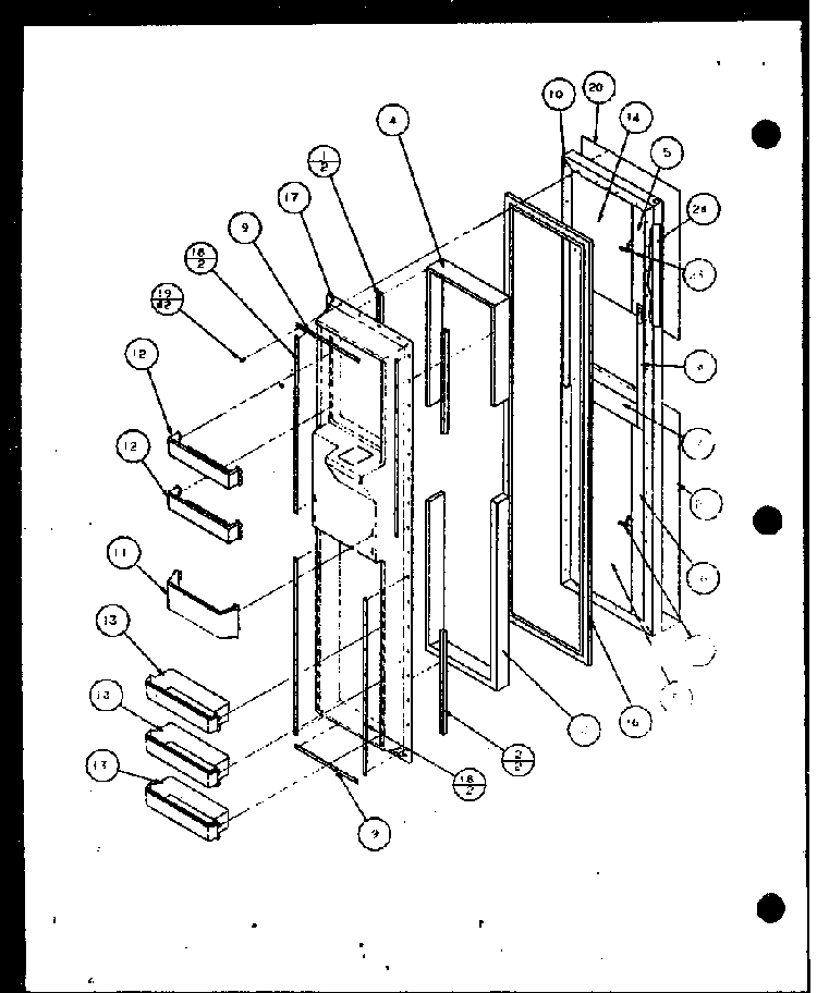 Freezer Door Diagram and Parts List for BHK2-P1100602W  Amana Refrigerator