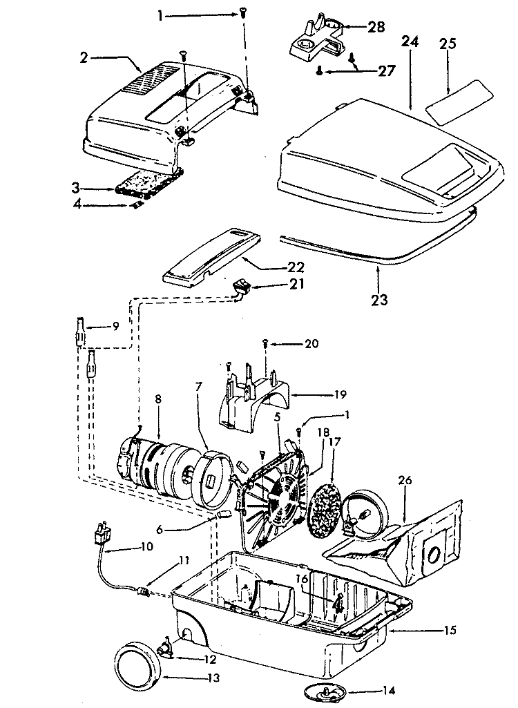 MAINHOUSING Diagram and Parts List for S3397---  Hoover Upright Vacuum