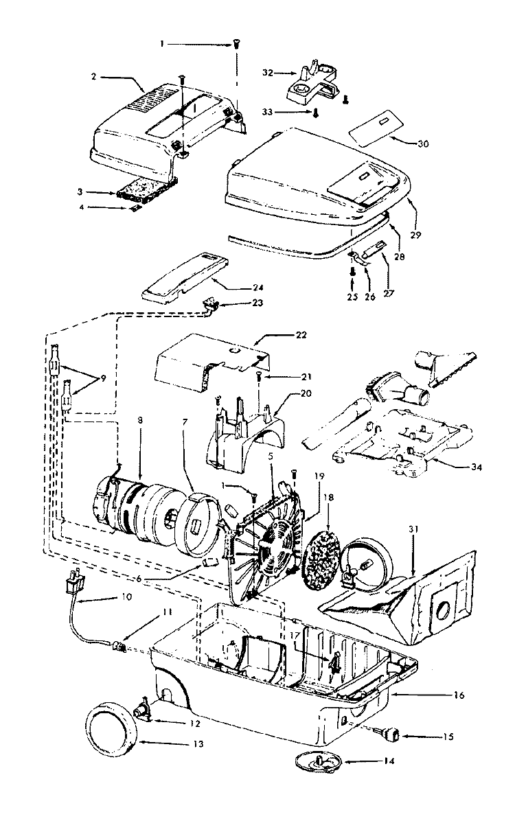 MAINHOUSING Diagram and Parts List for S3439070  Hoover Upright Vacuum