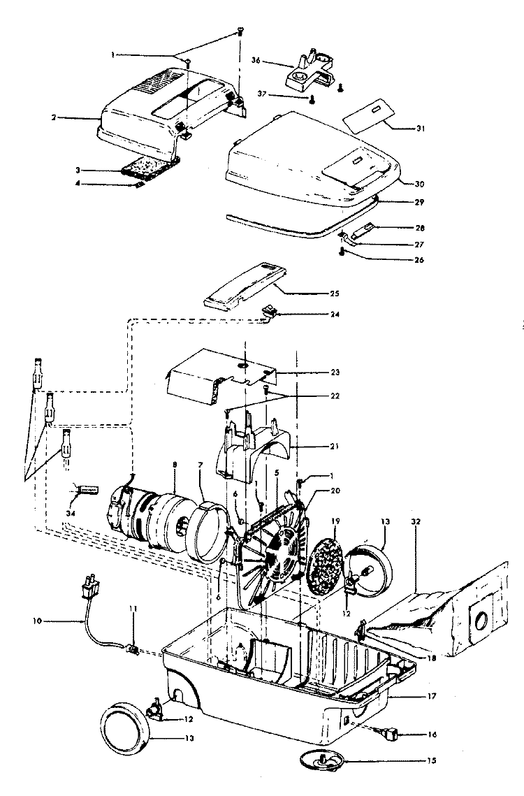 MAINHOUSING Diagram and Parts List for S3419---  Hoover Upright Vacuum