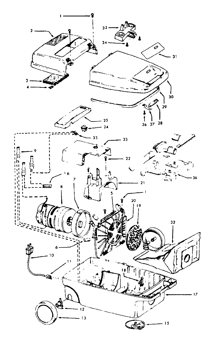 MAINHOUSING Diagram and Parts List for S3485---  Hoover Upright Vacuum