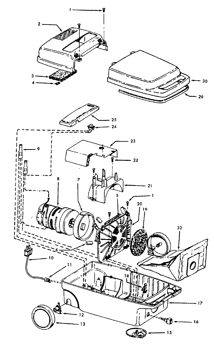 MAINHOUSING Diagram and Parts List for S3433---  Hoover Upright Vacuum