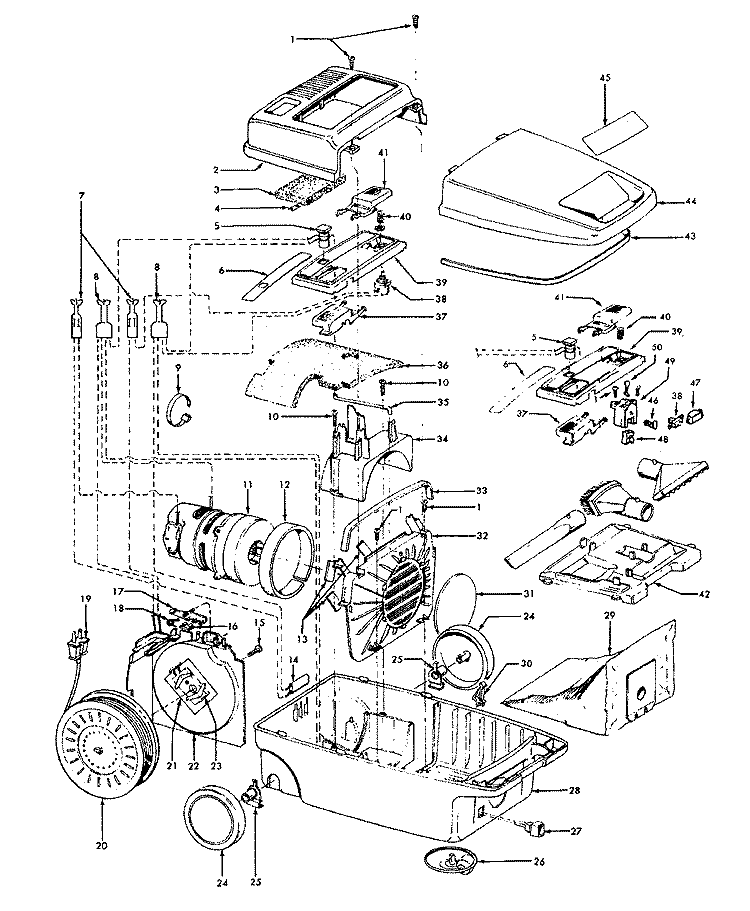 CORDREEL, MAINHOUSING Diagram and Parts List for S3631---  Hoover Upright Vacuum