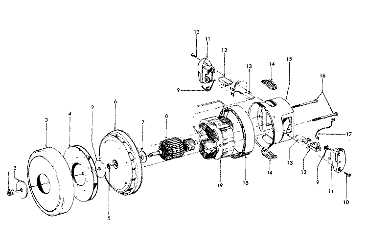 MOTOR ASSEMBLY Diagram and Parts List for S3571---  Hoover Upright Vacuum