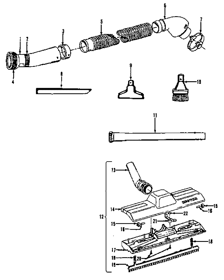 HOSE, CLEANINGTOOLS, RUG_FLRNOZZLE Diagram and Parts List for S3527016  Hoover Upright Vacuum
