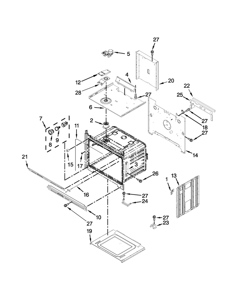 Upper Oven Parts Diagram and Parts List for MEW9630AS02  Maytag Wall Oven