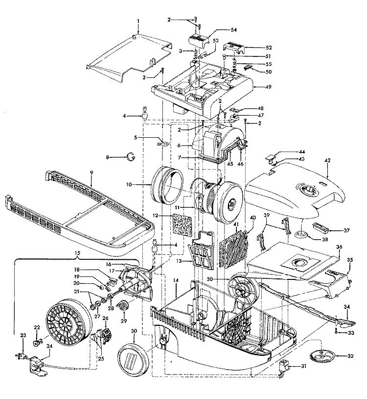 CORDREEL, MAINHOUSING Diagram and Parts List for S3575---  Hoover Upright Vacuum