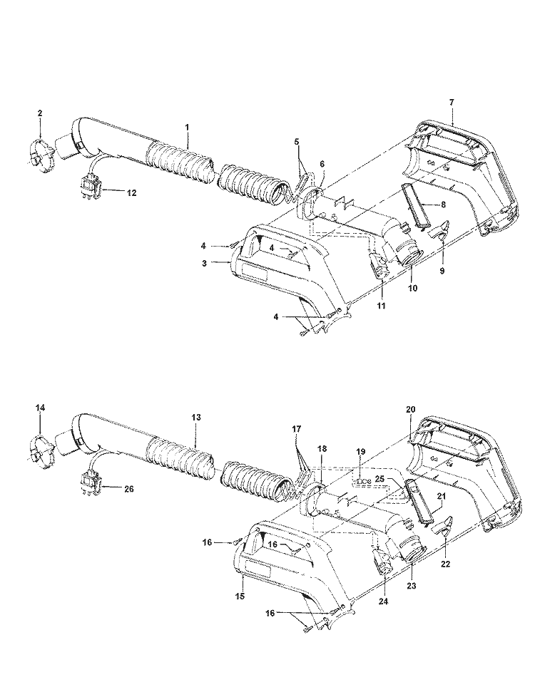 HOSE Diagram and Parts List for S3575---  Hoover Upright Vacuum