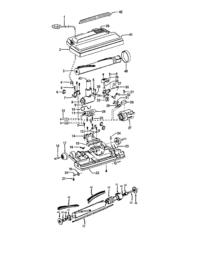 POWEREDNOZZLE, AGITATOR Diagram and Parts List for S3631---  Hoover Upright Vacuum