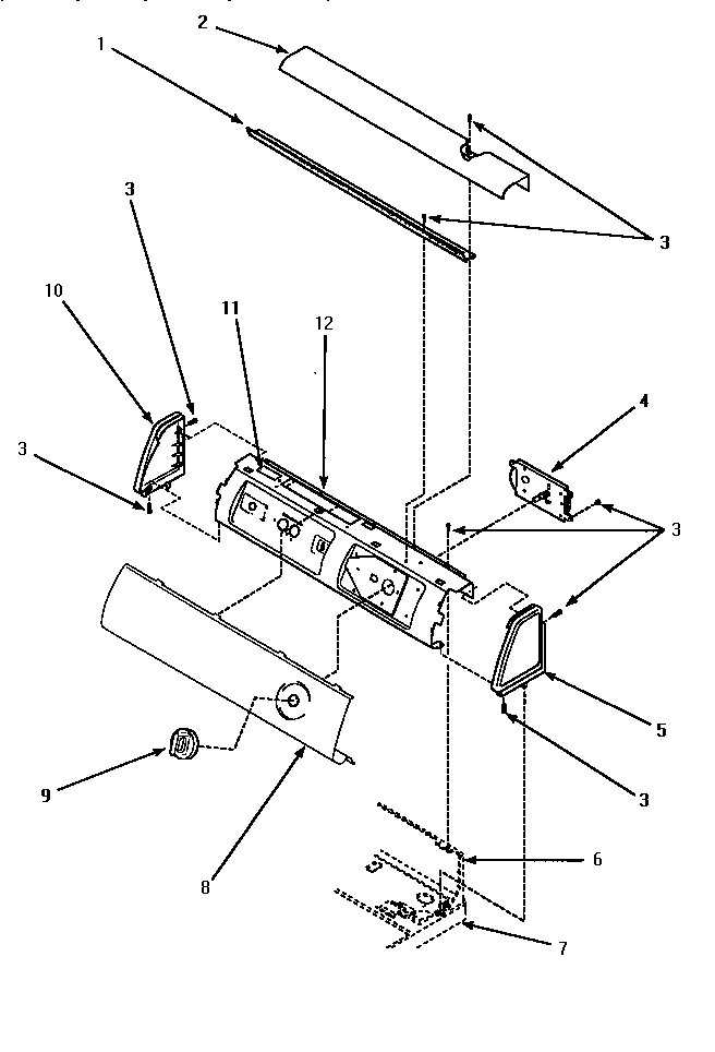 Graphic Panel, Control Hood & Controls Diagram and Parts List for LE1007W-P1177601WW  Amana Dryer