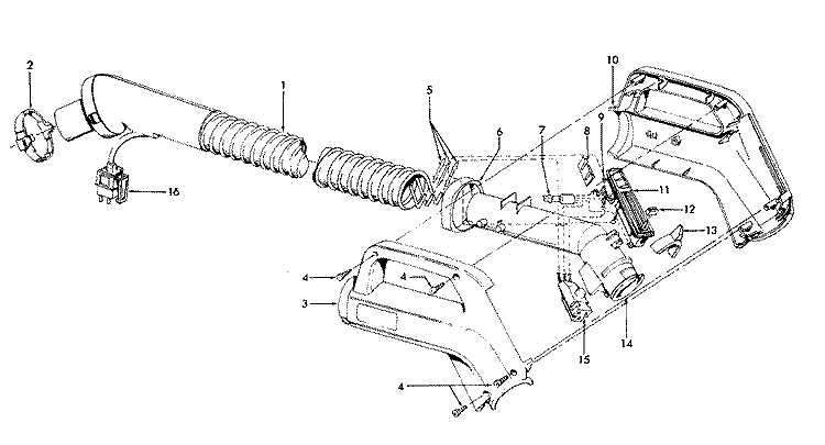 HOSE Diagram and Parts List for S3661---  Hoover Upright Vacuum