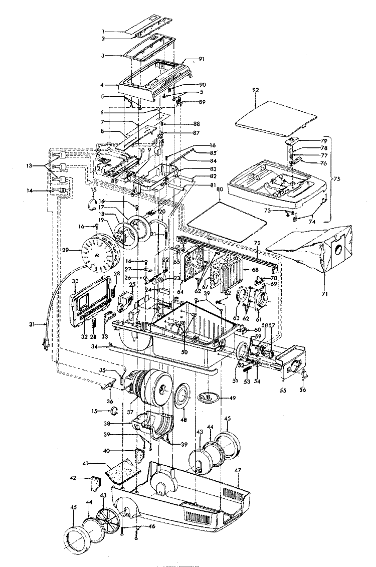 CORDREEL, MAINHOUSING Diagram and Parts List for S3625---  Hoover Upright Vacuum