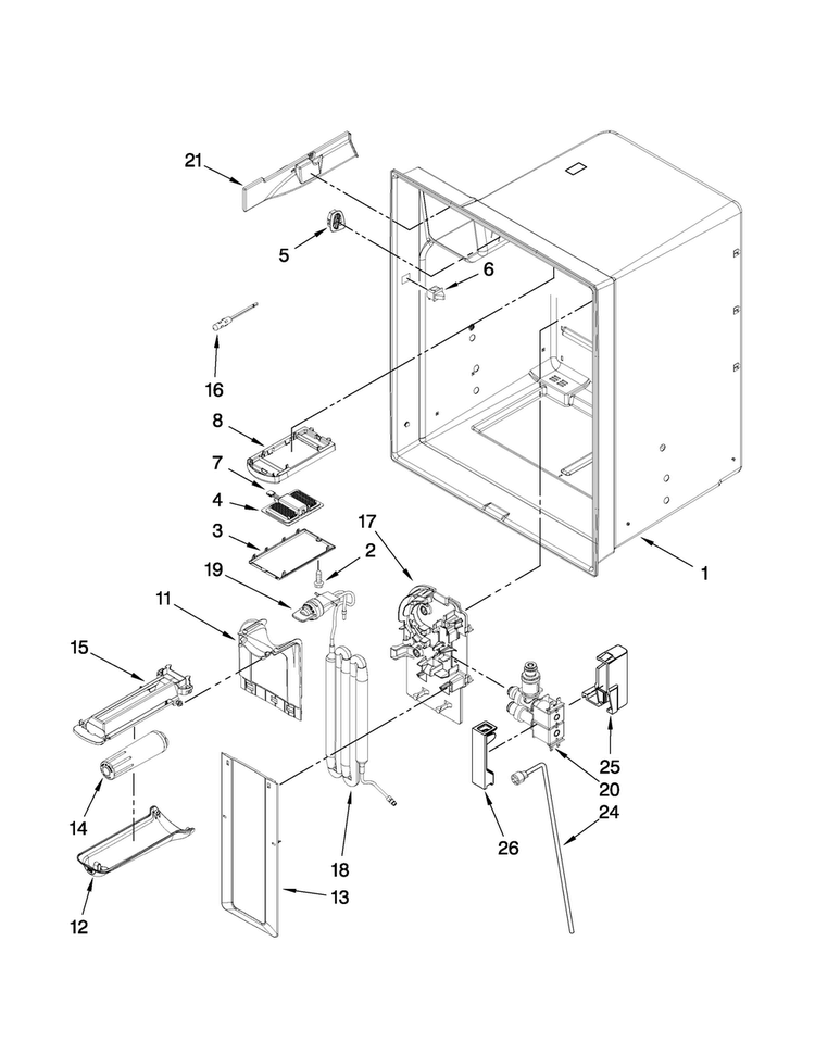 Refrigerator Liner Parts Diagram and Parts List for MFX2571XEW0  Maytag Refrigerator